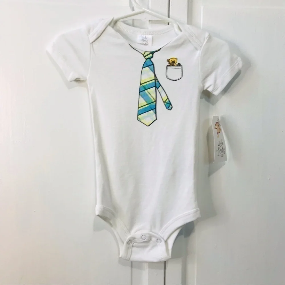 3/$25 LITTLE TOTS White Cotton Short Sleeve Onesie Size 9 Months